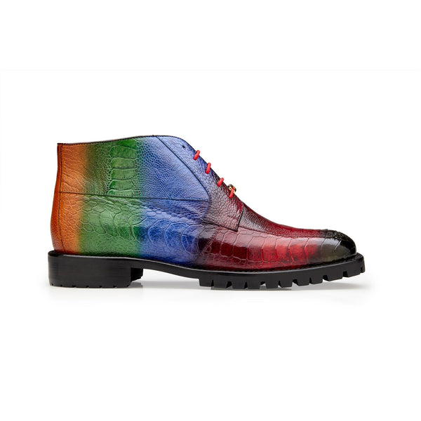 Belvedere Alvaro U01 Men's Shoes Multi Color Exotic Genuine Ostrich Split-Toe Chukka Boots (BV3068-AmbrogioShoes