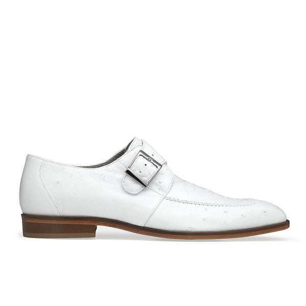 Belvedere Josh Men's Shoes White Genuine Ostrich Split Toe Monkstraps Loafers 114011 (BV2846)-AmbrogioShoes