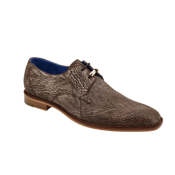 Belvedere Ray R46 Men's Shoes Gray Exotic Shark-Skin Derby Oxfords (BV3086)-AmbrogioShoes