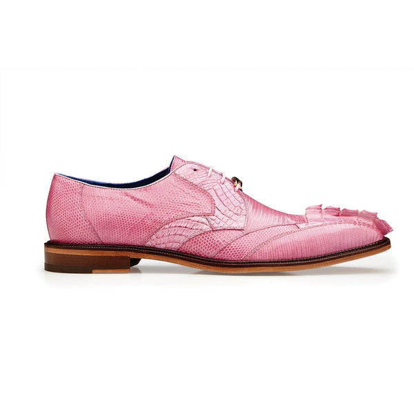 Belvedere Valter 1480 Men's Shoes Rose Pink Exotic Caiman Crocodile / Lizard Derby Oxfords (BV3088)-AmbrogioShoes