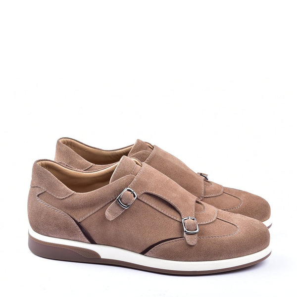 Corrente C001501 6000 Men's Shoes Camel Suede Leather Monk-Straps Sneakers (CRT1275)-AmbrogioShoes