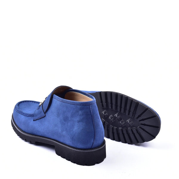 Corrente C03202 5786S Men's Shoes Blue Suede Leather Bit Buckle Ankle Boots (CRT1321)-AmbrogioShoes