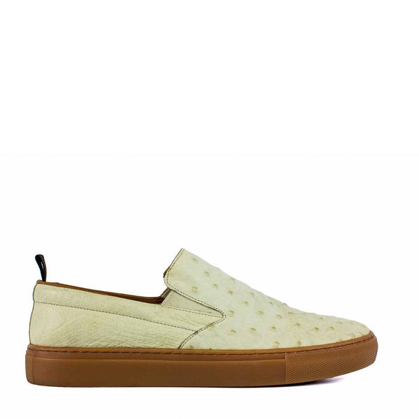 Corrente P00022 Men's Shoes Bone Grafton Genuine Ostrich Leather Fashion Loafers (CRT1352)-AmbrogioShoes