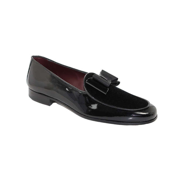 Duca Shoes Men's Amalfi Black Velvet & Patent Leather Loafers(D4500)-AmbrogioShoes