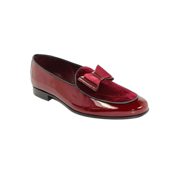 Duca Shoes Men's Amalfi Burgundy Velvet & Patent Leather Loafers(D4502)-AmbrogioShoes