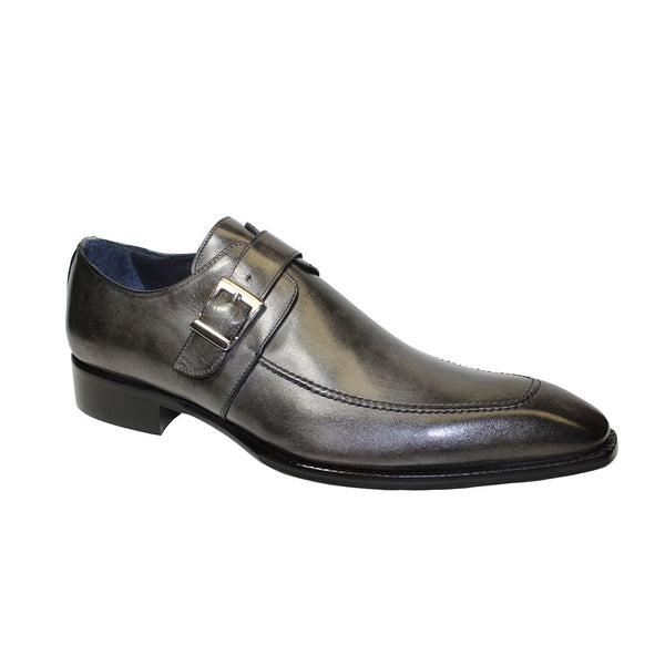 Duca Garda Men's Shoes Gray Calf-Skin Leather Monk-Strap Loafers (D4910)-AmbrogioShoes