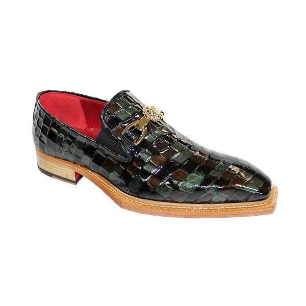 Emilio Franco Narcisco Men's Shoes Green Crocodile Print / Patent Leather Loafers (EFC1089)-AmbrogioShoes