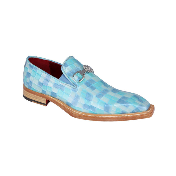 Emilio Franco Narcisco Men's Shoes Light Blue Crocodile Print / Patent Leather Loafers (EFC1091)-AmbrogioShoes