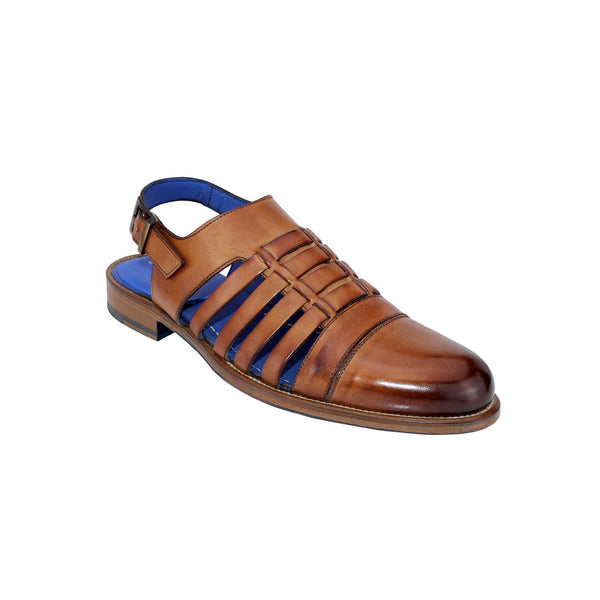 Emilio Franco Terzo Men's Shoes Brandy Calf-Skin Leather Sandals (EF3857)-AmbrogioShoes