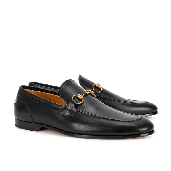 Gucci Jordaan Black Leather Loafers Men's Shoes Bit 406994 (GGM1710)-AmbrogioShoes