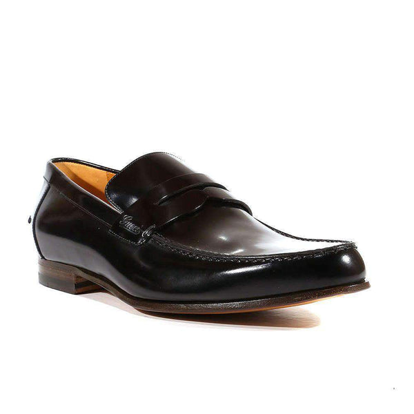 Gucci Mens Shoes Black Leather Loafers with Logo Style 181797 (GGM1507)-AmbrogioShoes