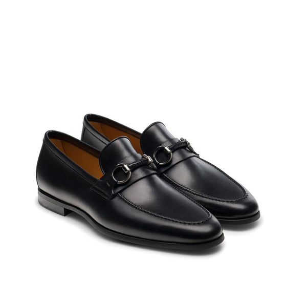 Magnanni 22775 Diago-II Men's Shoes Black Calf-Skin Horsebit Loafers (MAGS1082)-AmbrogioShoes