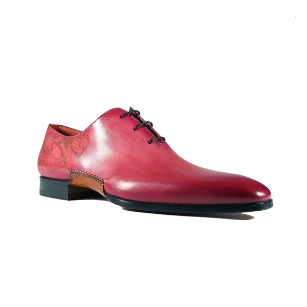 Magnanni 24140 Men's Shoes Flamenco Pink Patina Leather Whole-Cut Oxfords (MAGS1096)-AmbrogioShoes