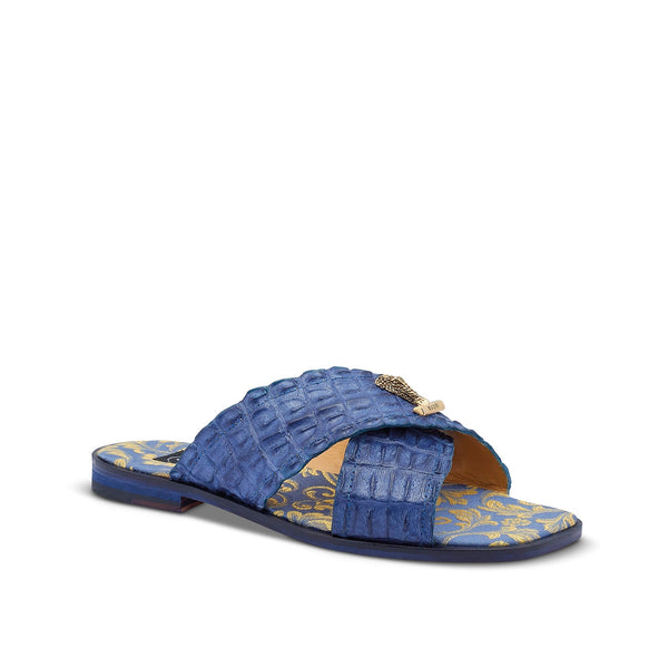Mauri 5134 Coral Men's Shoes Caribbean Blue Exotic Hornback Slip-On Sandals (MA5440)-AmbrogioShoes
