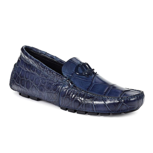 Mauri Bartolini Mens Shoes Alligator Wonder Blue Moccasins Art 3420 (MA4702)(Special Order)-AmbrogioShoes