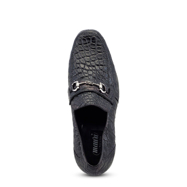 Mauri Executive 4885/2 Men's Shoes Black Alligator Split-Toe Horsebit Loafers (MA5478)-AmbrogioShoes