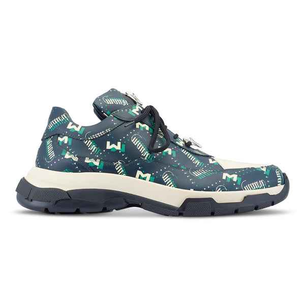 Mauri Imprint 8900/2 Men's Shoes Green & Cream Exotic Crocodile / Calf-Skin Leather Casual Sneakers (MA5501)-AmbrogioShoes