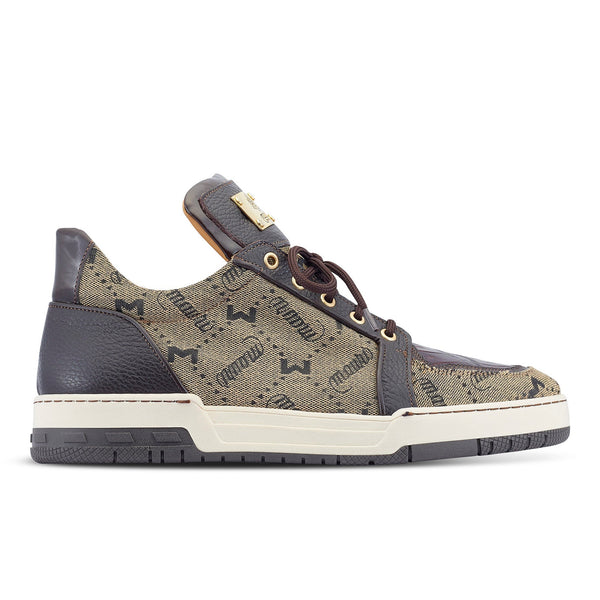 Mauri Supreme 8440/1 Men's Shoes Sport Rust & Taupe Exotic Crocodile / Fabric / Calf-Skin Leather Casual Sneakers (MA5489)-AmbrogioShoes
