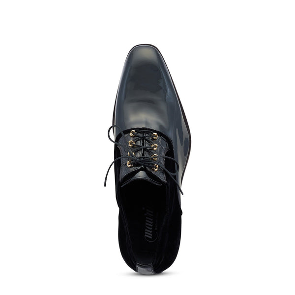 Mauri Tycoon 4993 Men's Shoes Black Alligator/ Velvet / Patent Leather Formal / Dress Oxfords (MA5474)-AmbrogioShoes