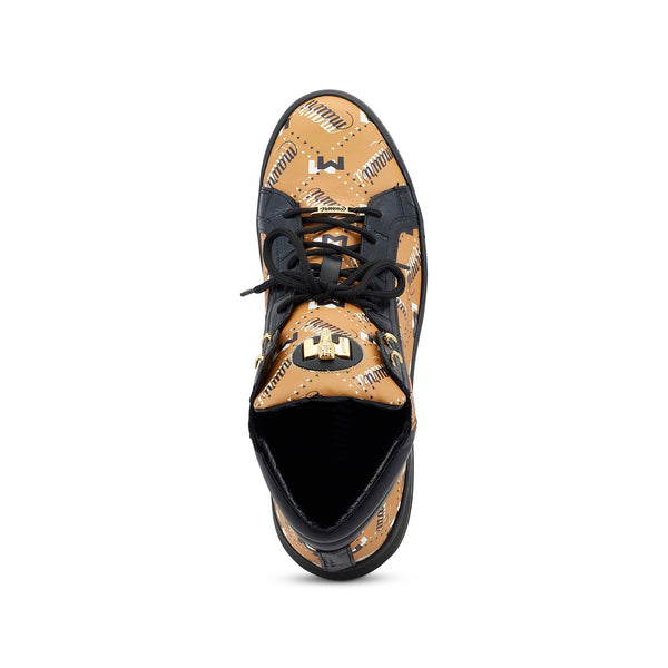 Mauri Wisdom 8448 Men's Shoes Black & Mustard Brown Exotic Crocodile / Calf-Skin Leather Casual High-Top Sneakers (MA5504)-AmbrogioShoes