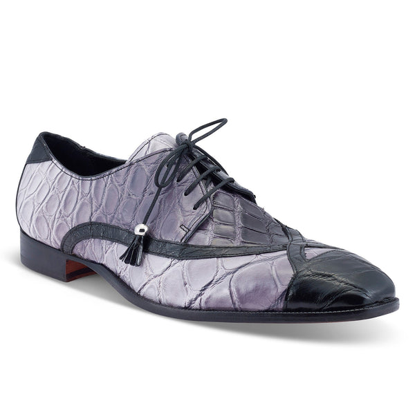 Mauri X-Factor 4992 Men's Shoes Gray Combo Exotic Alligator Derby Oxfords (MA5464)-AmbrogioShoes