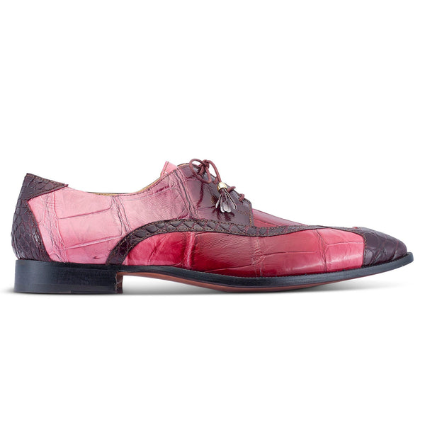 Mauri X-Factor 4992 Men's Shoes Ruby Red Combo Exotic Alligator Derby Oxfords (MA5465)-AmbrogioShoes