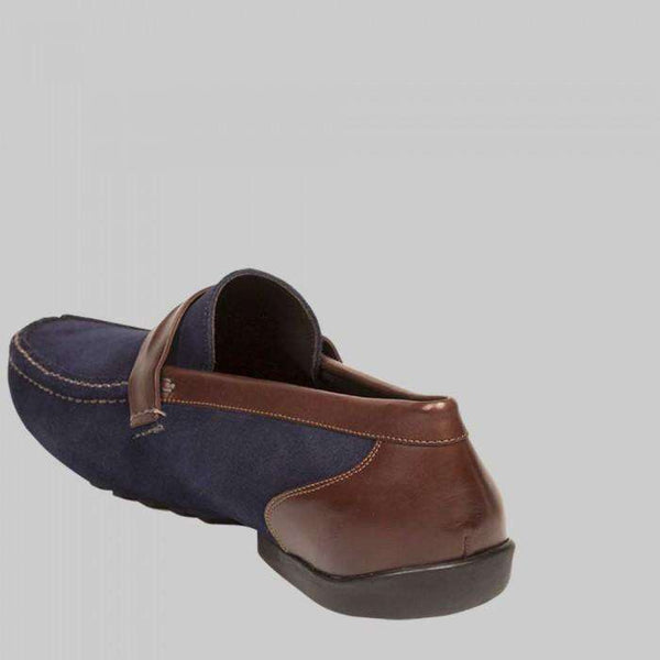 Mezlan Mens Luxury Shoes Blue & Brown English Suede & Calfskin Moccasins 17127 (MZW2662)-AmbrogioShoes