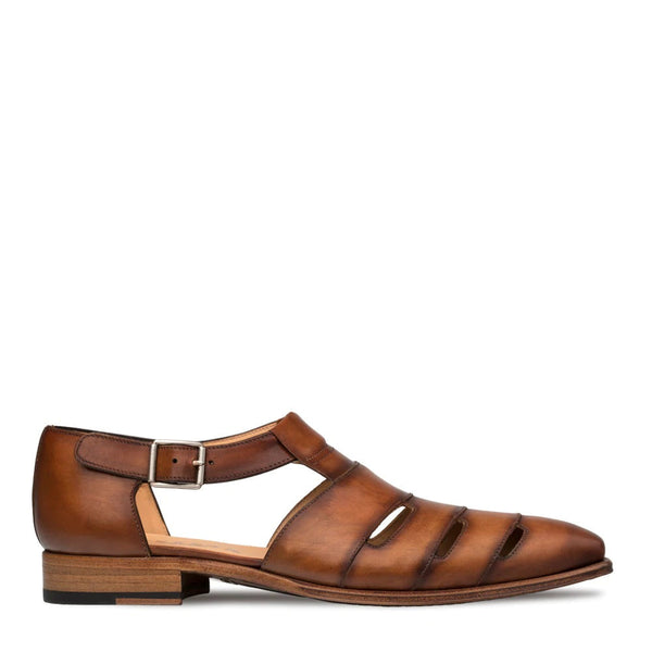 Mezlan S20304 Men's Shoes Cognac Patina Leather Dress Sandals (MZ3464)-AmbrogioShoes