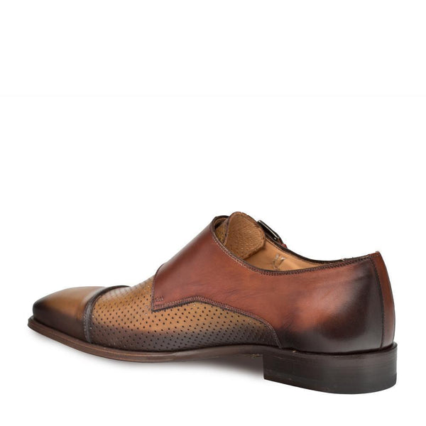 Mezlan Saber Men's Shoes Olive and Cognac Calf-Skin Leather Monkstraps Loafers 9420 (MZ3135)-AmbrogioShoes