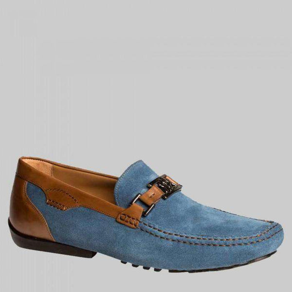 Mezlan Taddeo Mens Luxury Shoes Blue & Tan Suede & Nubuck Moccasins (MZW2939)-AmbrogioShoes