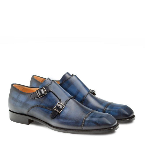 Mezlan Valkyrie Men's Shoes Electric Blue Double Monk-Straps Loafers 9368 (MZ3177)-AmbrogioShoes