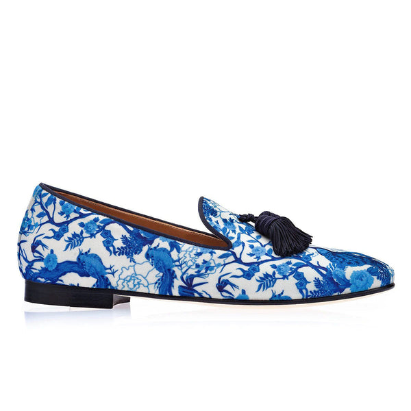 SUPERGLAMOUROUS Louis Chinoise Men's Shoes Blue Velvet Tassels Loafers (SPGM1131)-AmbrogioShoes