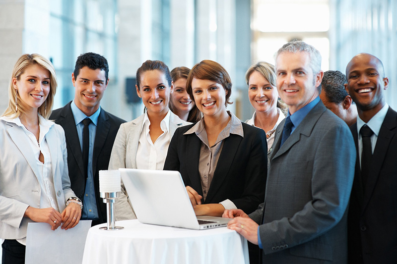 Group of business professionals at a networking event