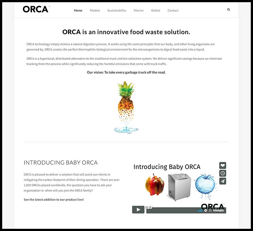 Feed the Orca Website Screenshot illustrating minimal design